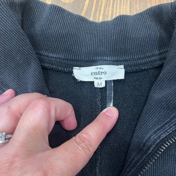 Entro Black Wash Sleeveless Quarter Zip Sweatshirt Dress M - Picture 5 of 8